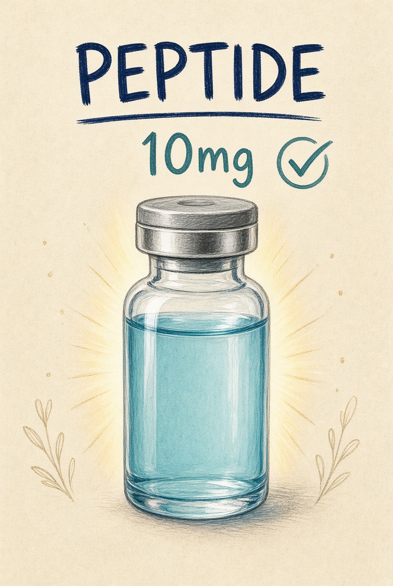 Final reconstituted peptide vial, ready for use
