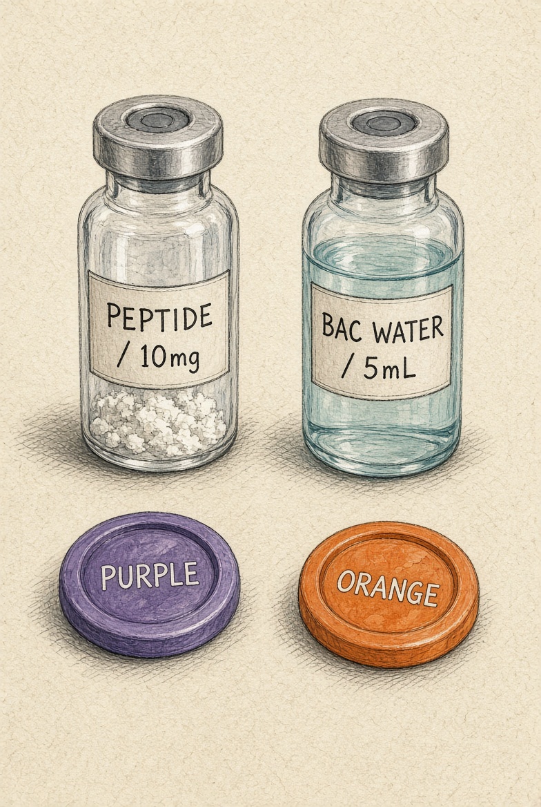 Both vials with caps removed, standing side by side